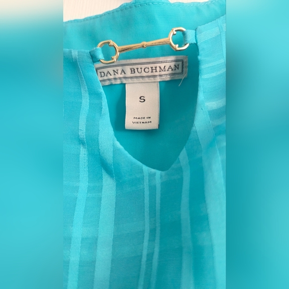 Dana Buchman Asymmetrical Blue Tank Top with Mandarin Collar - Picture 2 of 7